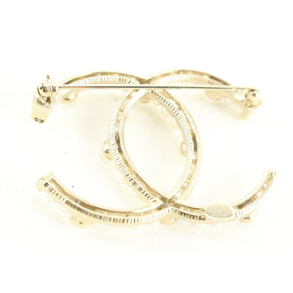 Chanel 20C CC Brooch Golden 1CK419C. Gold plated, crystal and pearls. - Picture 8 of 9